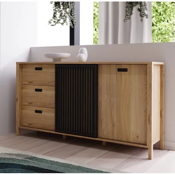 Bufet Justyna Stejar Mauvella Si Negru, 174.8 Cm | BIANO