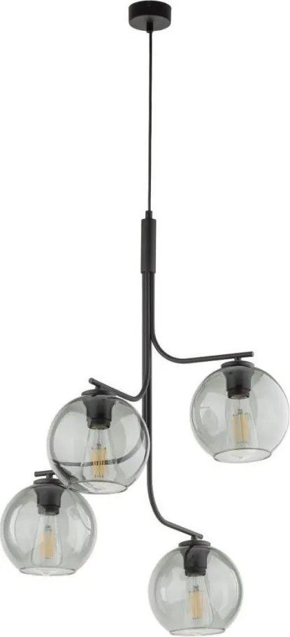 Lustră LED suspendată pe cablu CESAR 4xE27/15W/230V negru/gri fumuriu