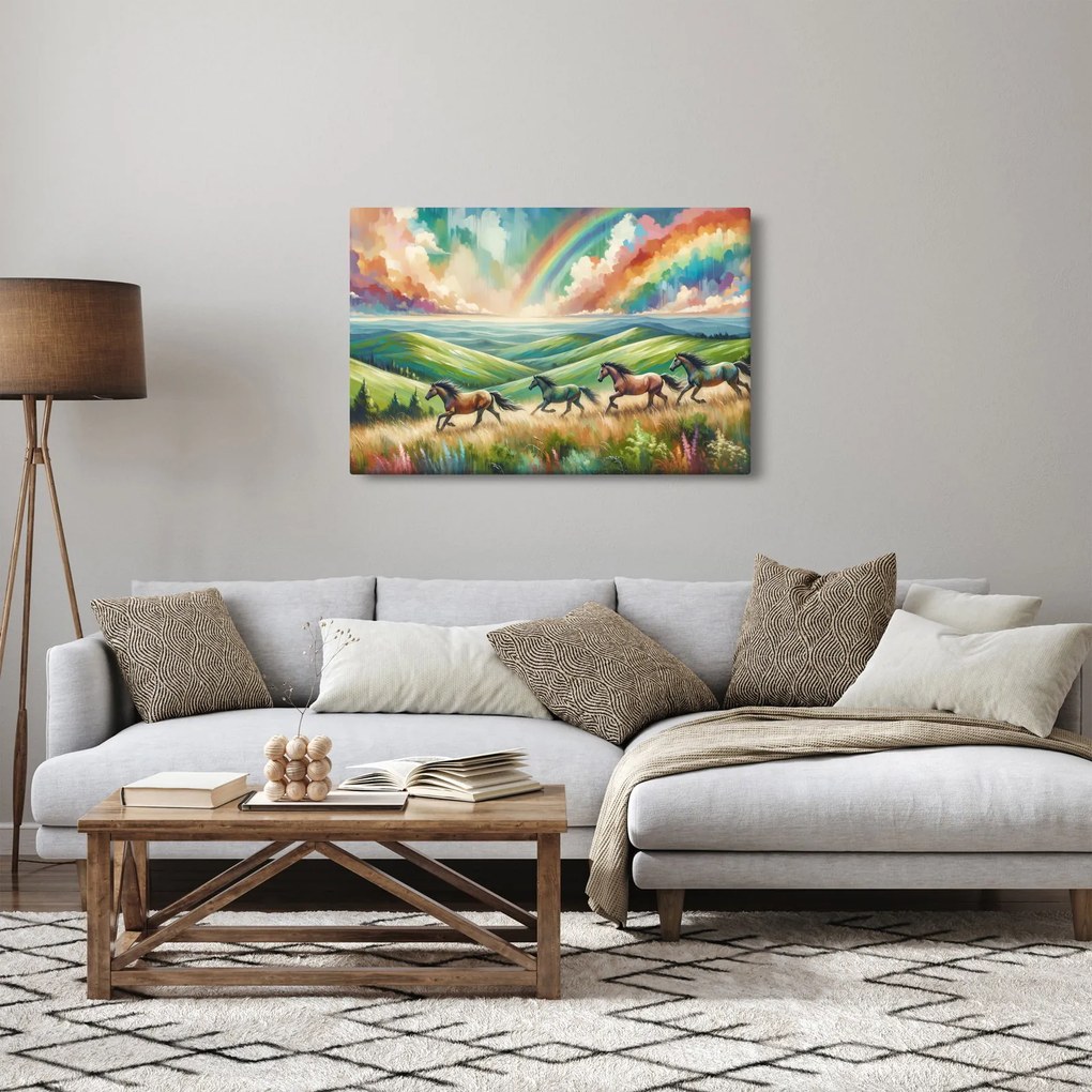 Tablou – Cai galopând prin peisaj (90x60 cm)
