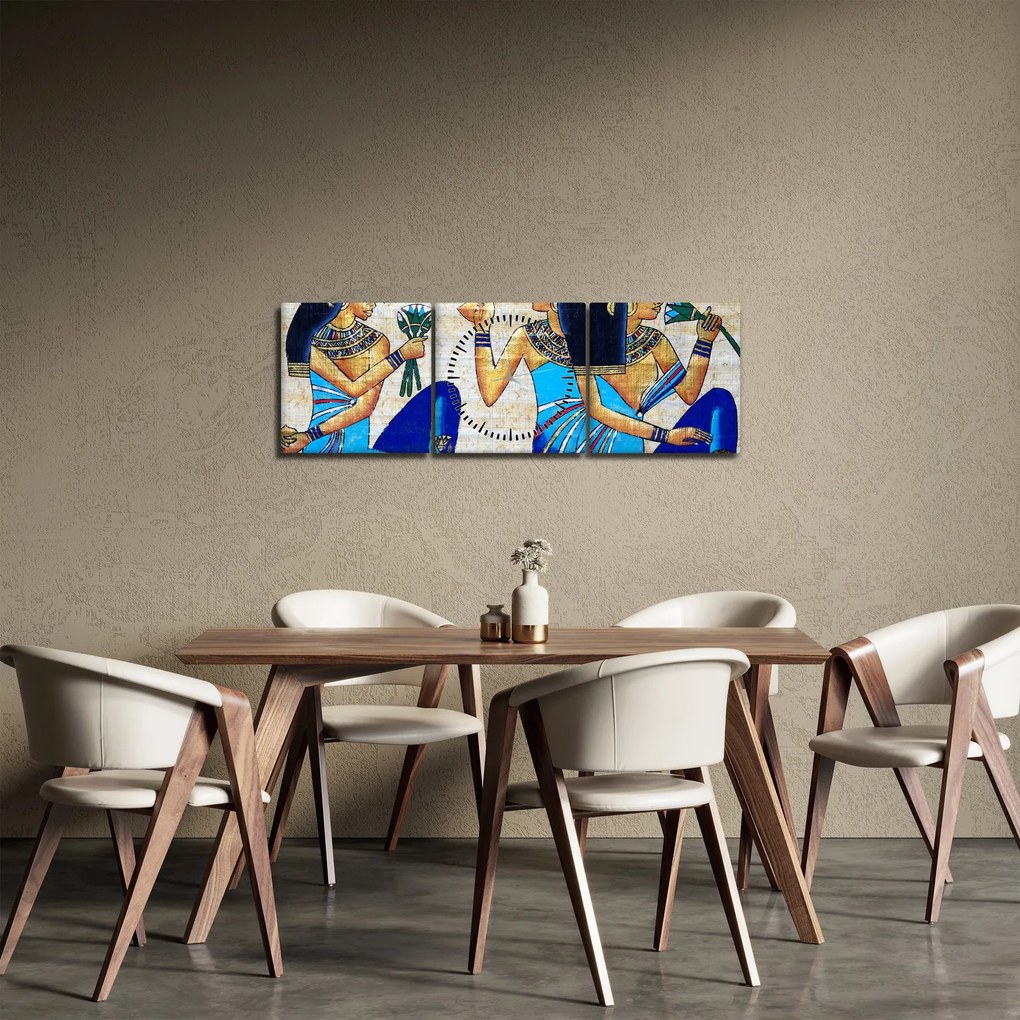 Tablou - Picturi egiptene (cu ceas) (90x30 cm)