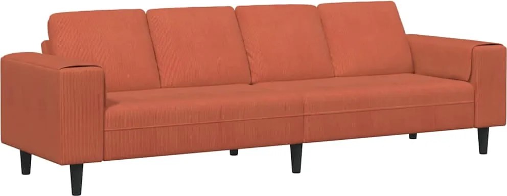 vidaXL Canapea Roșu portocalie 250 x 77 x 76 cm Țesătură din corduroy