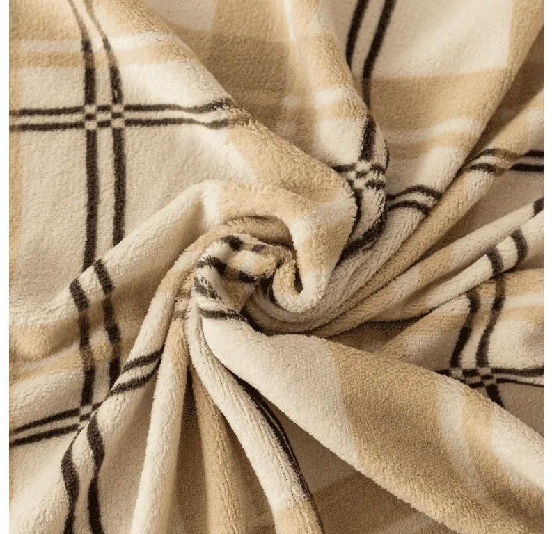 Lenjerie de pat microplush PLAID crem Dimensiunile lenjeriei: 2 buc 70 x 90 cm | 200 x 220 cm
