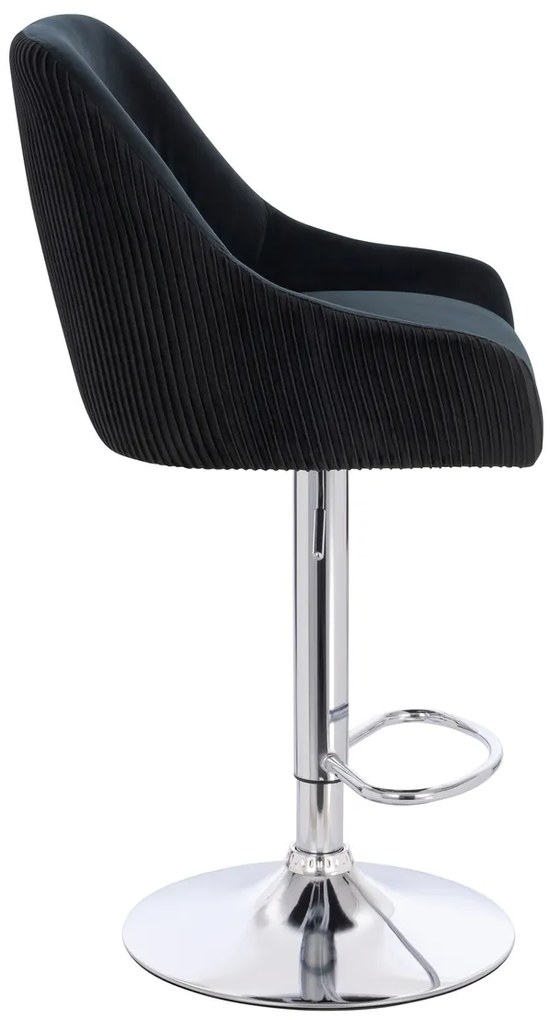 HR920W Scaun Neagră din Catifea cu Bază Cromata