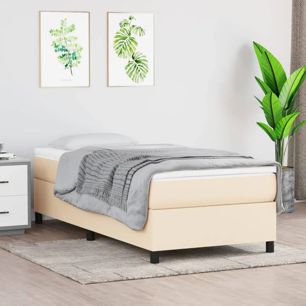 Cadru de pat box spring, crem, 80x200 cm, textil