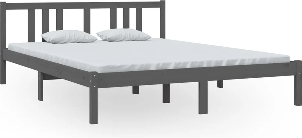 vidaXL Cadru de pat King Size, gri, 150x200 cm, lemn masiv
