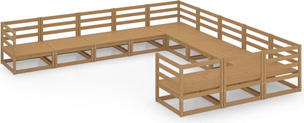vidaXL Set mobilier de grădină, 11 piese, lemn masiv de pin