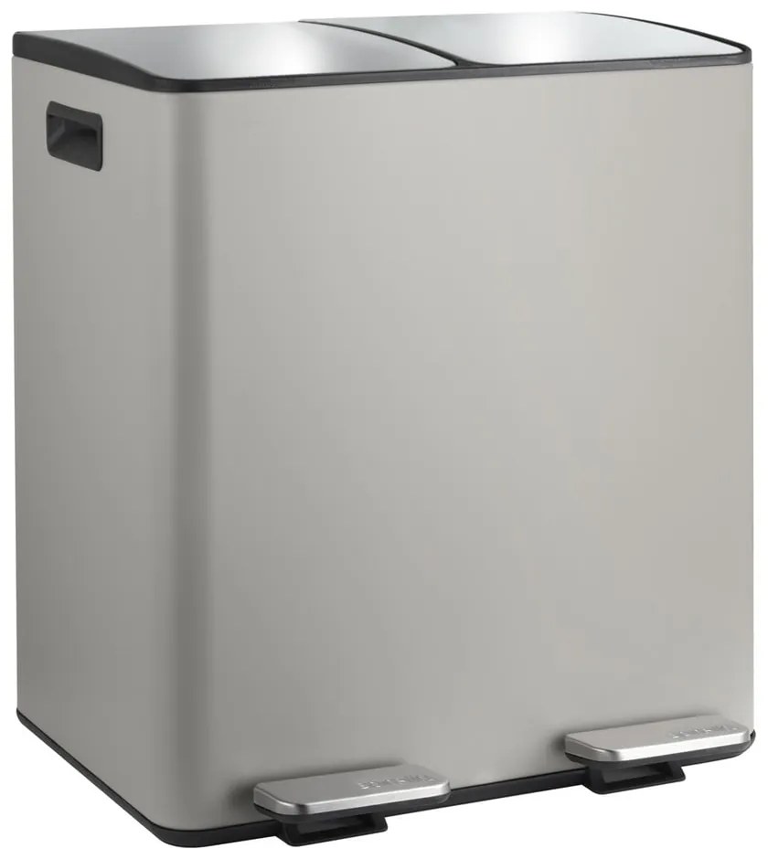 Coș de gunoi taupe pentru reciclare/cu pedală 2x20 l din oțel Aliya – Spirella