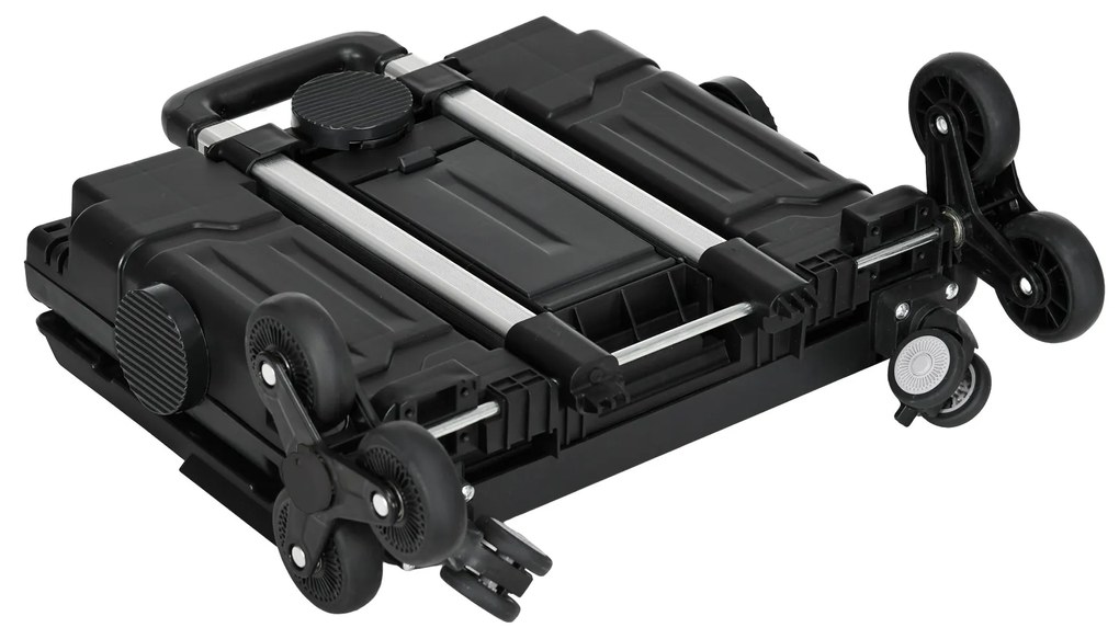 HOMCOM Cărucior de cumpărături Einkaufswagen, Treppensteiger, pliabil, cu mâner telescopic, capacitate maximă de 65 kg, Negru | Aosom Romania