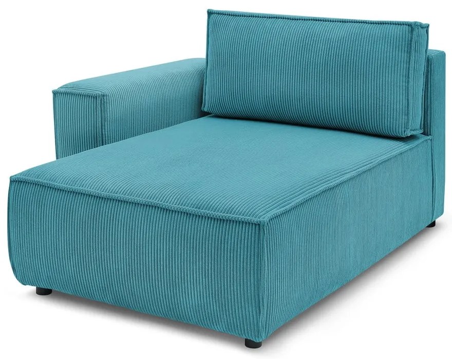 Modul pentru canapea albastru cu tapițerie din catifea reiată (cu colț pe partea stângă ) Nihad modular – Bobochic Paris