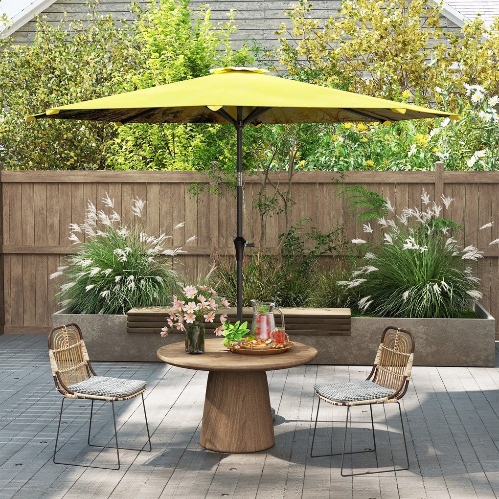 Outsunny Umbrelă de soare Ø300 cm, Umbrelă de soare cu manivelă, Umbrelă octogonală pentru Balcon, Galben | Aosom Romania