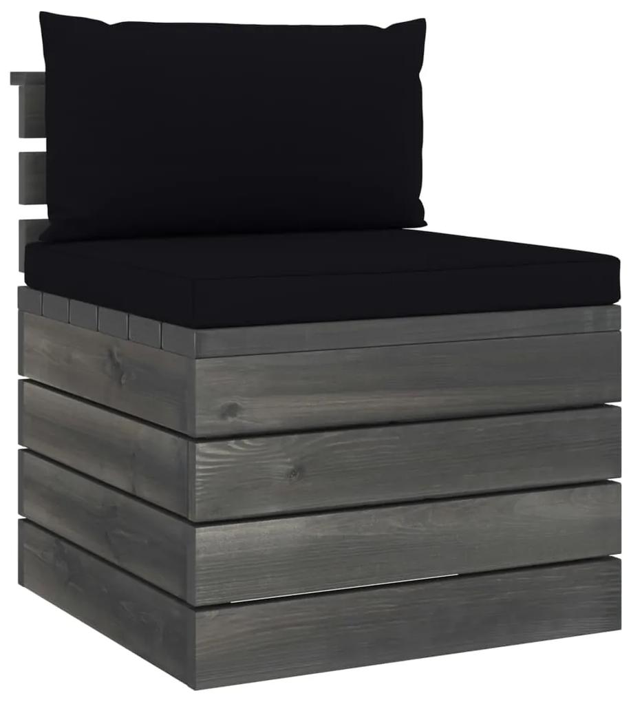 Set mobilier gradina paleti cu perne 7 piese lemn masiv pin Negru, 7