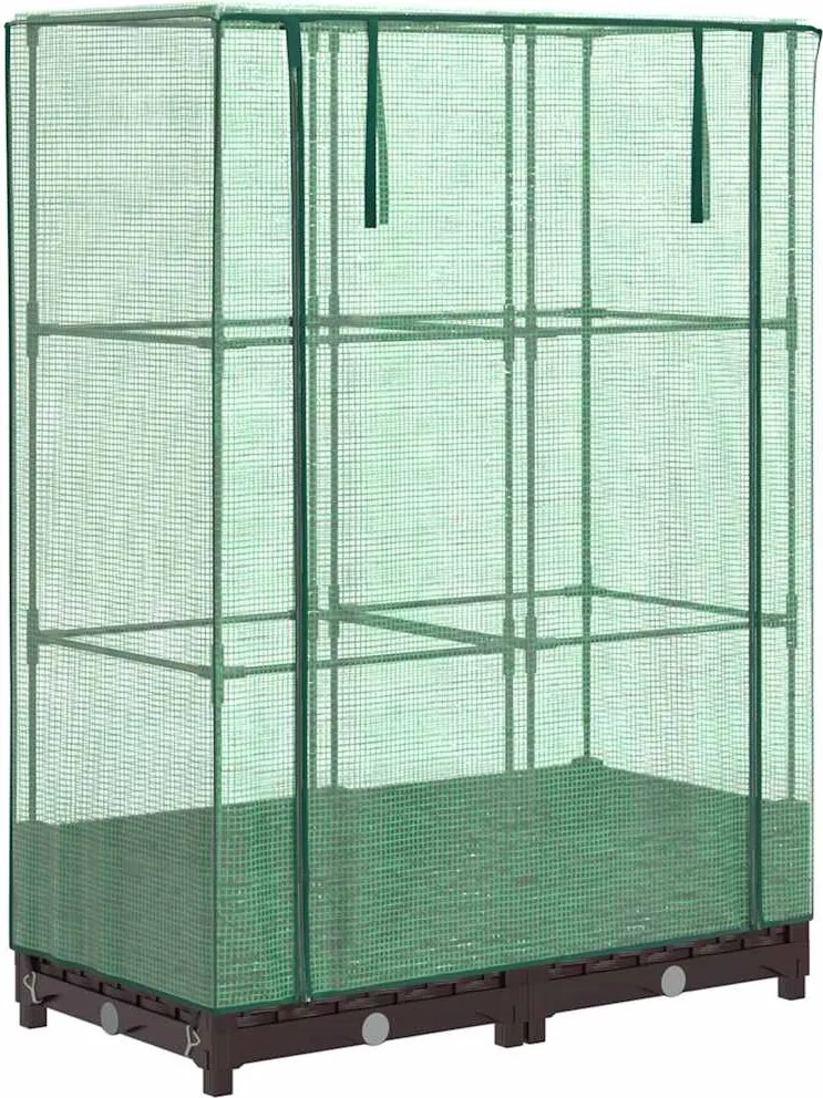 vidaXL Strat înălțat cu husă de seră, aspect ratan, 80x40x123 cm