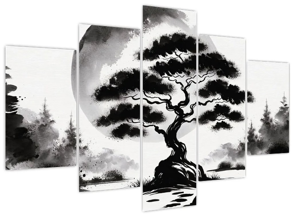 Tablou – Bonsai alb-negru (150x105 cm)