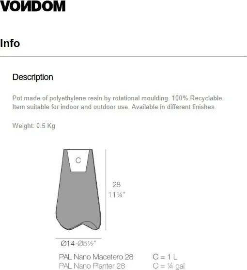 Ghiveci plante/ flori design decorativ modern pentru amenajari interioare si exterioare, VLEK NANO PLANTER 51015A alb Vondom