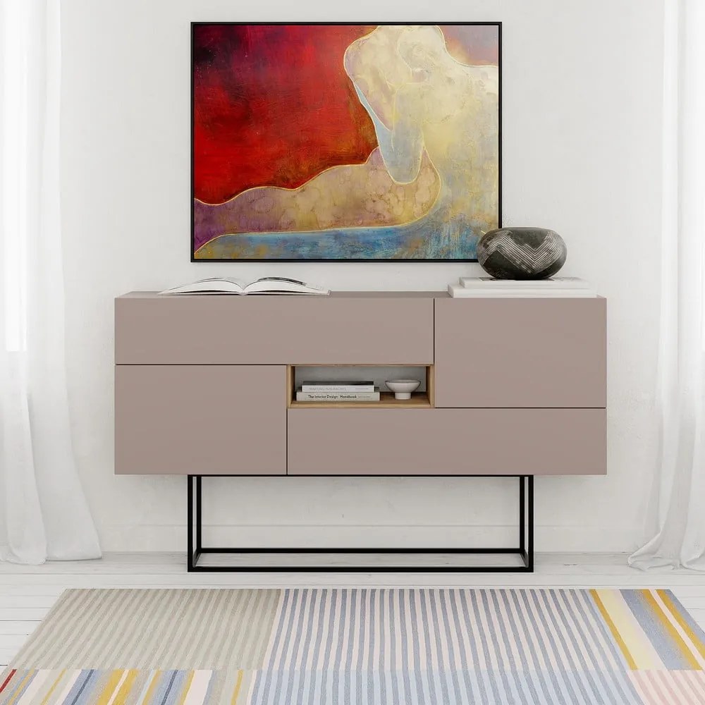 Comodă gri/bej joasă 145x82 cm Titan – Marckeric