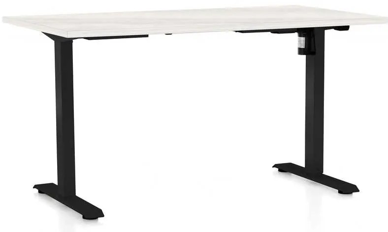 Masă înălțime reglabilă OfficeTech A, 120 x 80 cm, picioare negre, frasin alb