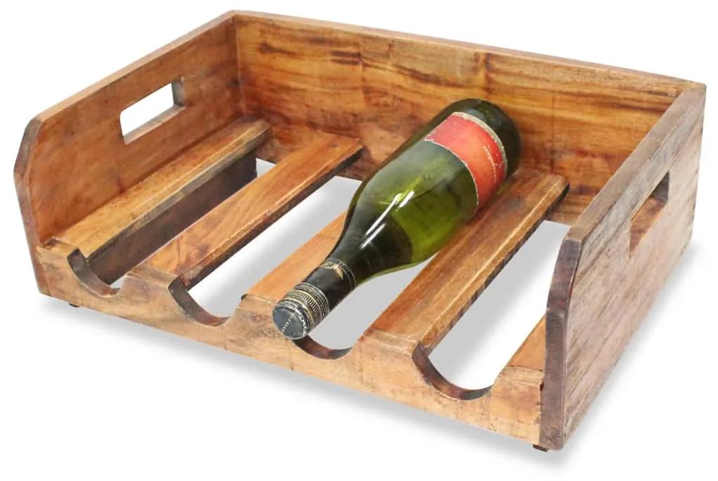 Suport de vinuri pentru 16 sticle, lemn masiv reciclat