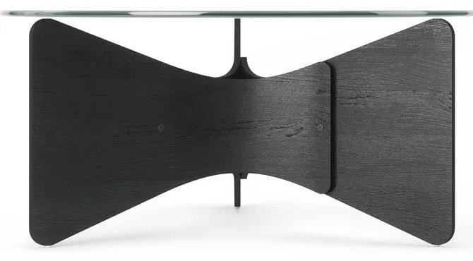 Măsuță de cafea neagră rotundă cu blat din sticlă 87x87 cm Madera – Umbra