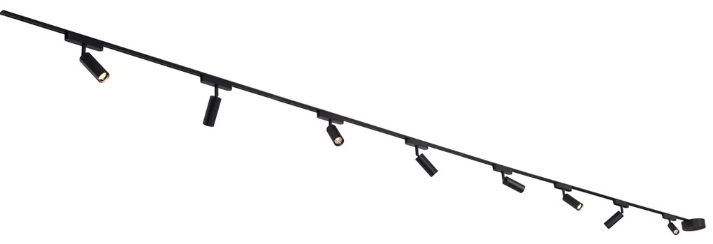 Sistem modern de iluminat pe șine cu 8 spoturi negre monofazate - Magnetic Samson