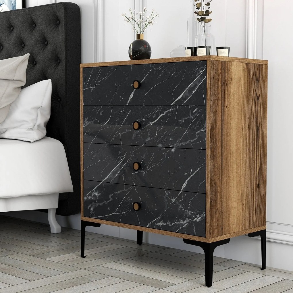 Cabinet Lizbon 541 - Walnut, Black