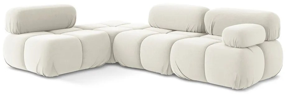 Colțar modular alb cu tapițerie din catifea (cu colț pe partea stângă) Lokua – Makamii