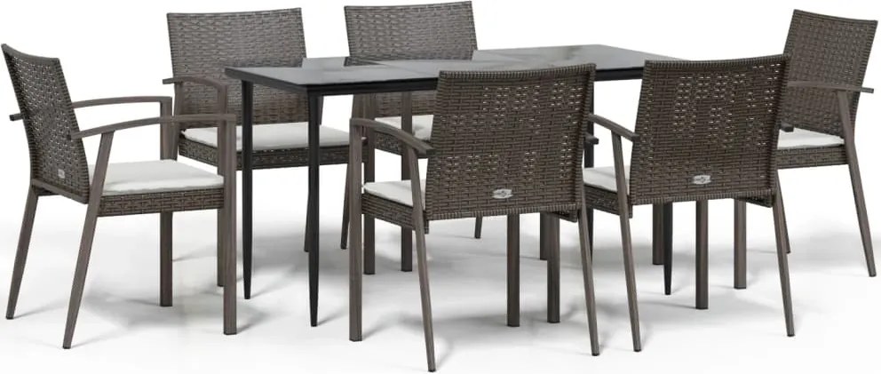 vidaXL Set mobilier de grădină cu perne, 7 piese, poliratan și oțel