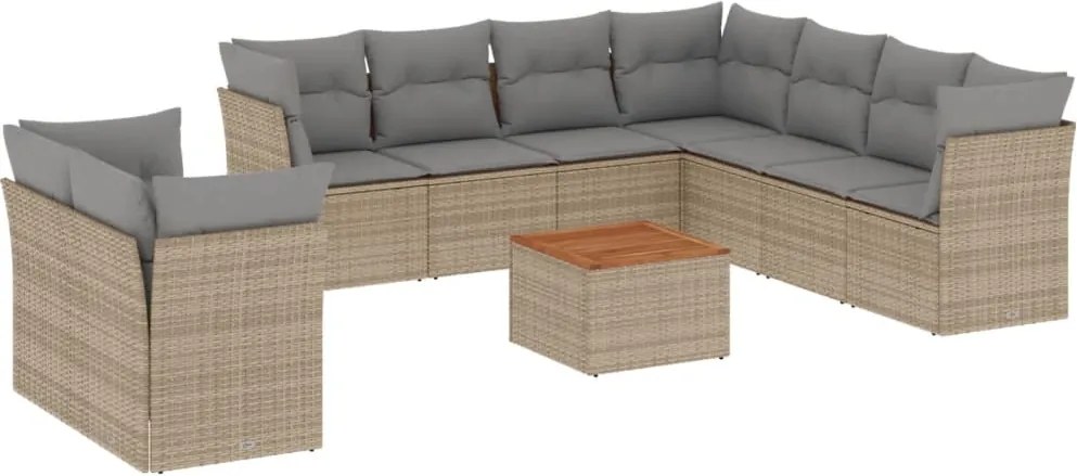 vidaXL Set canapele de grădină cu perne, 10 piese, bej, poliratan