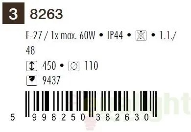 Stalp exterior H-45cm, IP44, Inox torch 8263 RX
