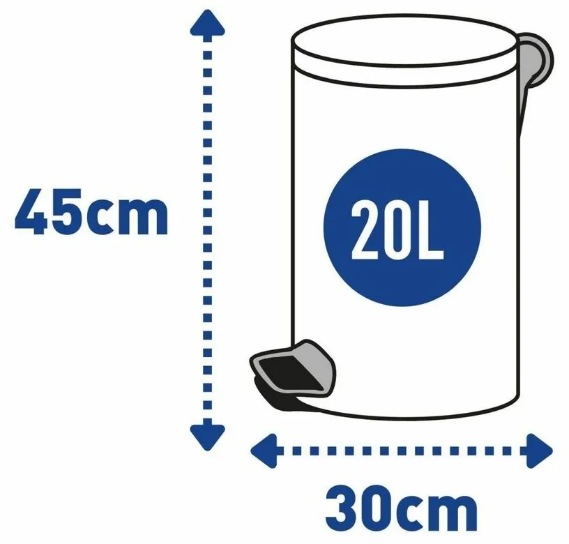 Alda Coș de gunoi cu pedală Freedom Fresh 20 l,alb, 20 l