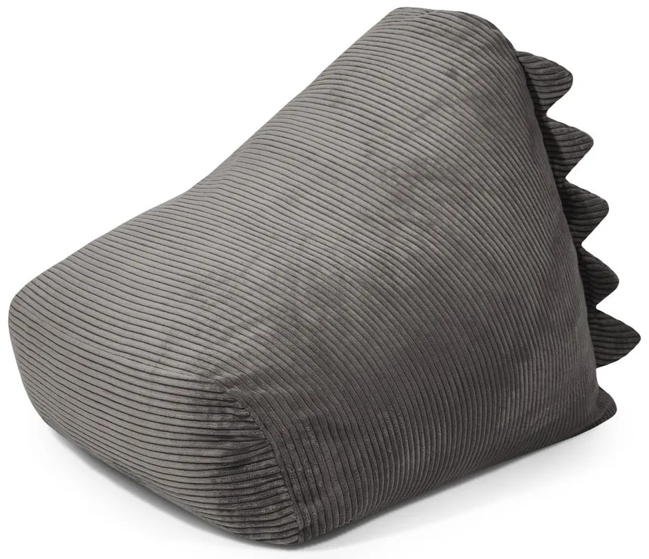 Fotoliu puf pentru copii gri închis cu tapițerie din catifea reiată Snug 80 Dragon – SLOWDOWN