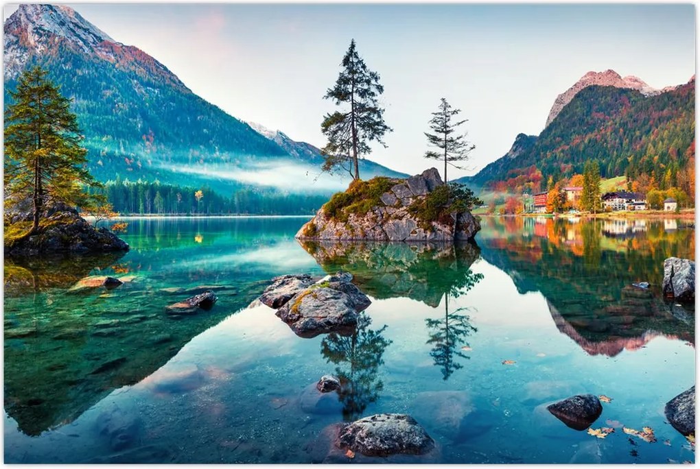 Tablou - Lacul Hintersee, Alpii Bavarezi, Austria (90x60 cm)