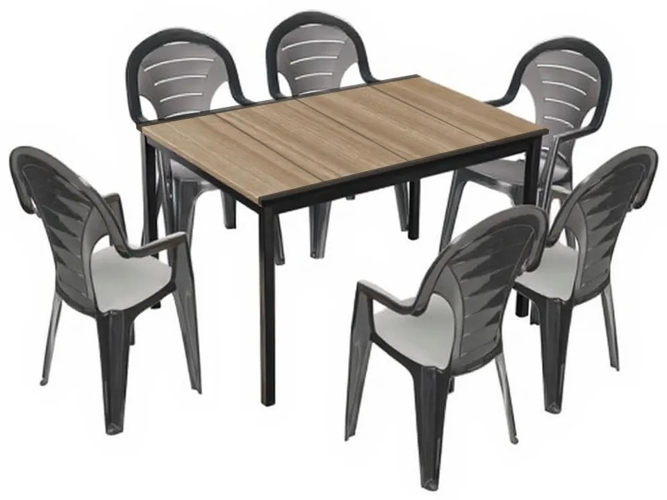 Lagos 6+1 kerti bútor garnitúra szett kőris-grafit