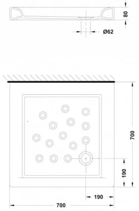 Cadita dus patrata Gala Atlas, 70x70 cm, alba 700x700 mm