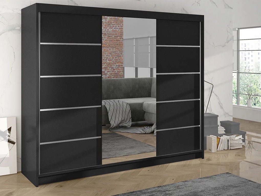 Dulap de haine cu uși glisante Galiana VI (Negru). Promo -17%. 1054332