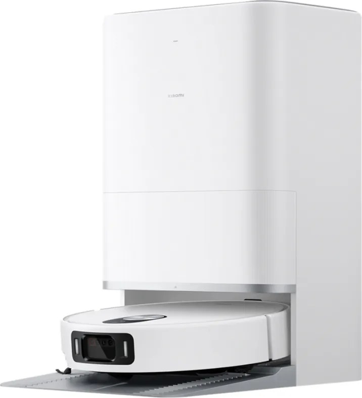 Aspirator robot Xiaomi Robot Vacuum 5 Pro EU OV21GL, 55 W, 20000 Pa, 140 min, cameră triplă AI de 5 MP cu funcție de recunoaștere, stație automată de spălare și uscare, navigație dToF retractabilă, apă la 80 °C, alb