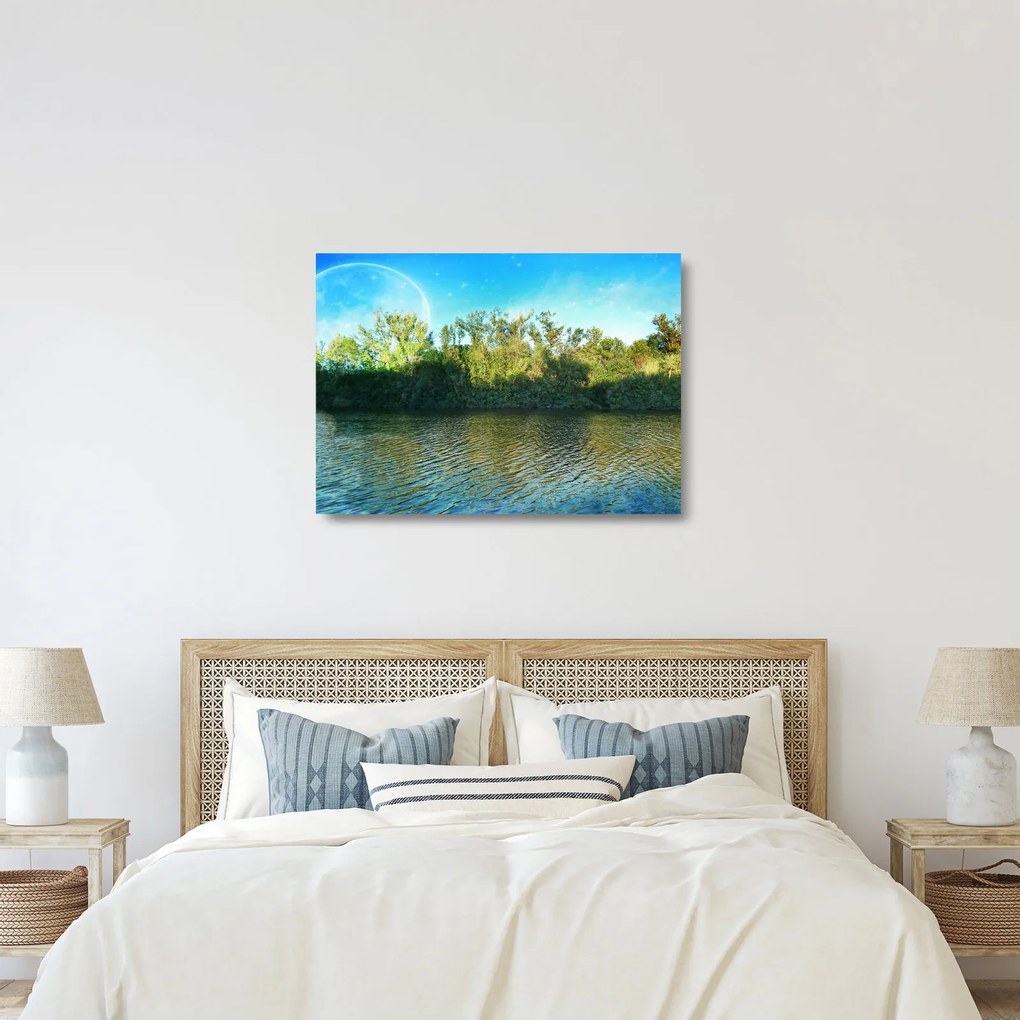 Tablou pe sticlă - lac (70x50 cm)