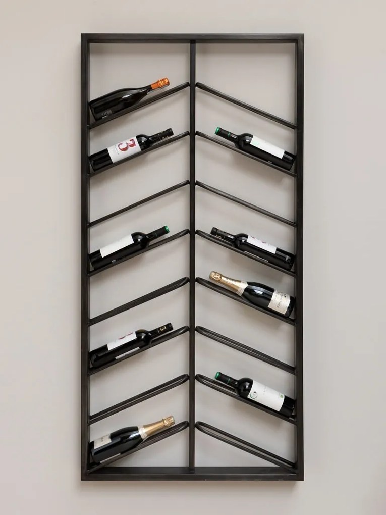 Suport de perete, pentru sticle de vin, din metal, Stim