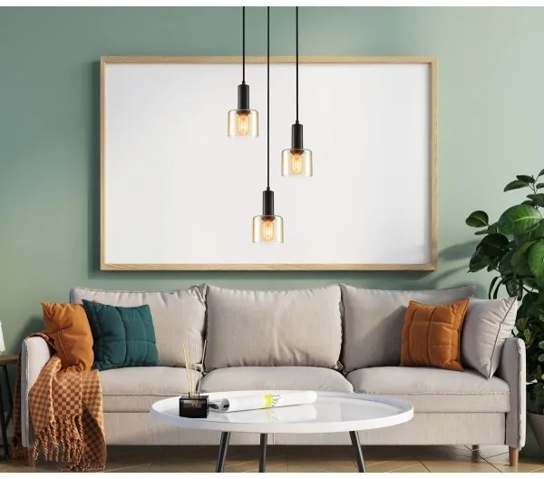 Lustră pe cablu SANTIA 3xE27/40W/230V ITALUX PND-65342-3A-BK+AMB