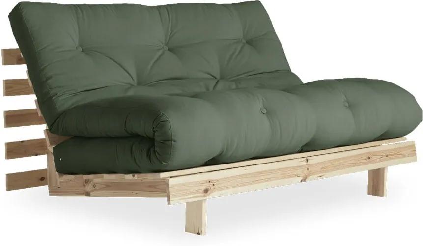 Canapea extensibilă Karup Design Roots Raw/Olive Green, verde