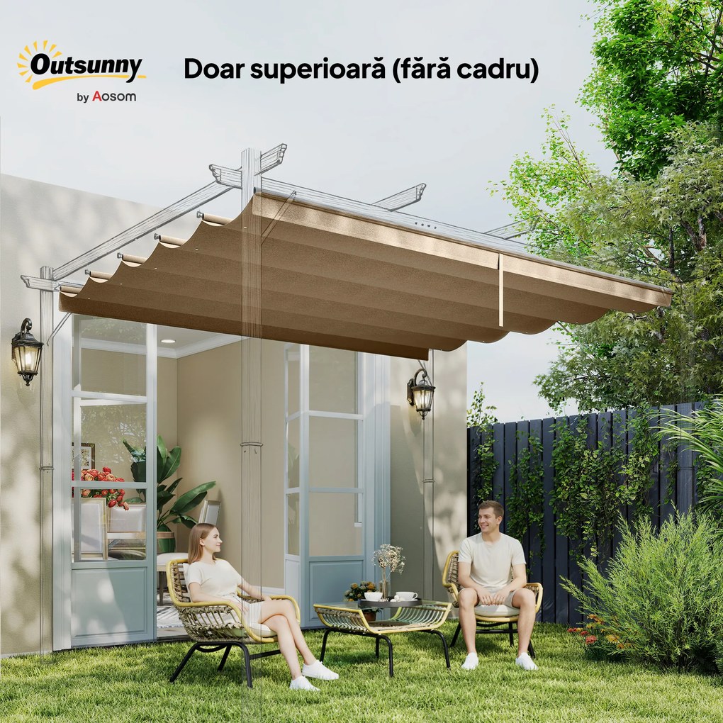 Outsunny Acoperiș de Schimb pentru Pergolă cu 10 Orificii de Drenaj,  Permeabil, 4x3 m, Bej | Aosom Romania