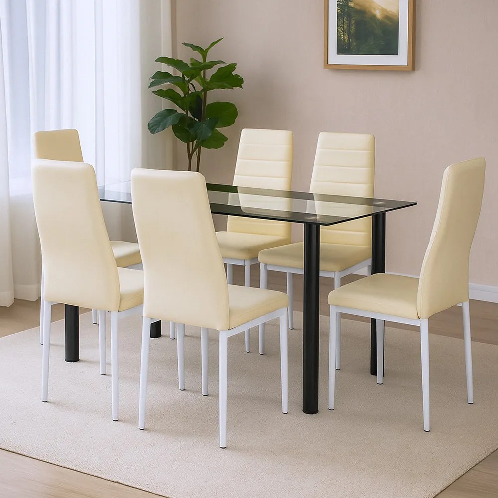 Norman 6+1 set de luat masa bej