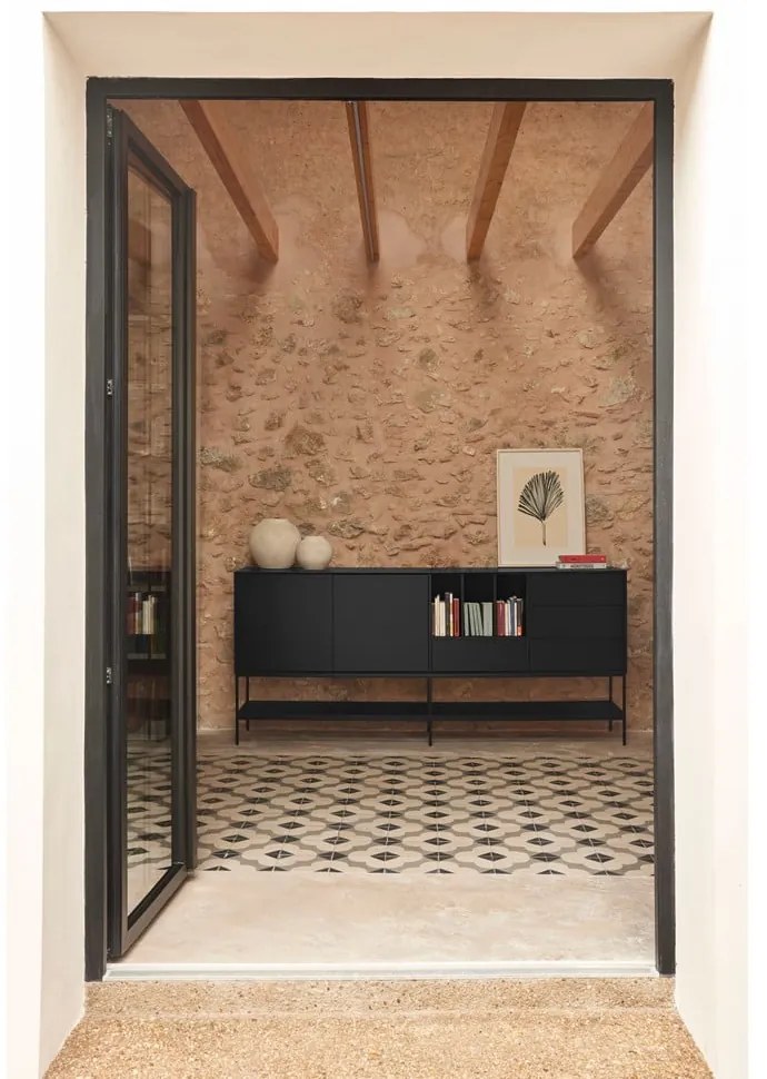 Comodă neagră 220x98x45 cm Platt – Teulat