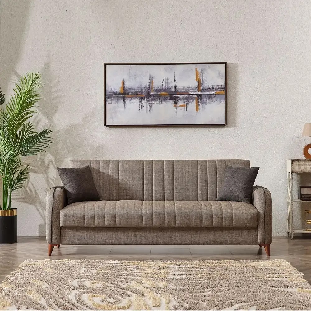 Canapea extensibila cu spatiu de depozitare 220x87x93 cm – stofa maro – Elegance