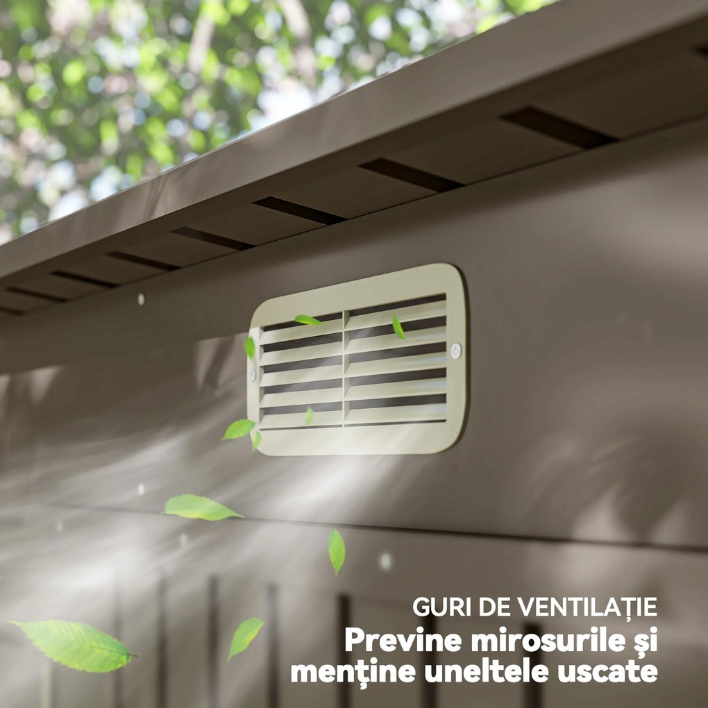 Outsunny Adăpost de Grădină 8 x 4FT din Metal, cu Uși Duble și 2 Ventilații, Gri | Aosom Romania