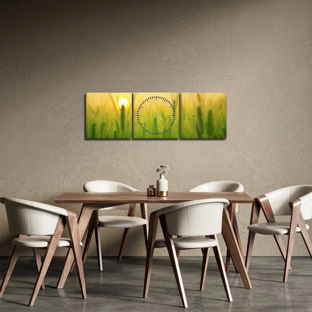 Tablou - Câmp cu cereale (cu ceas) (90x30 cm)