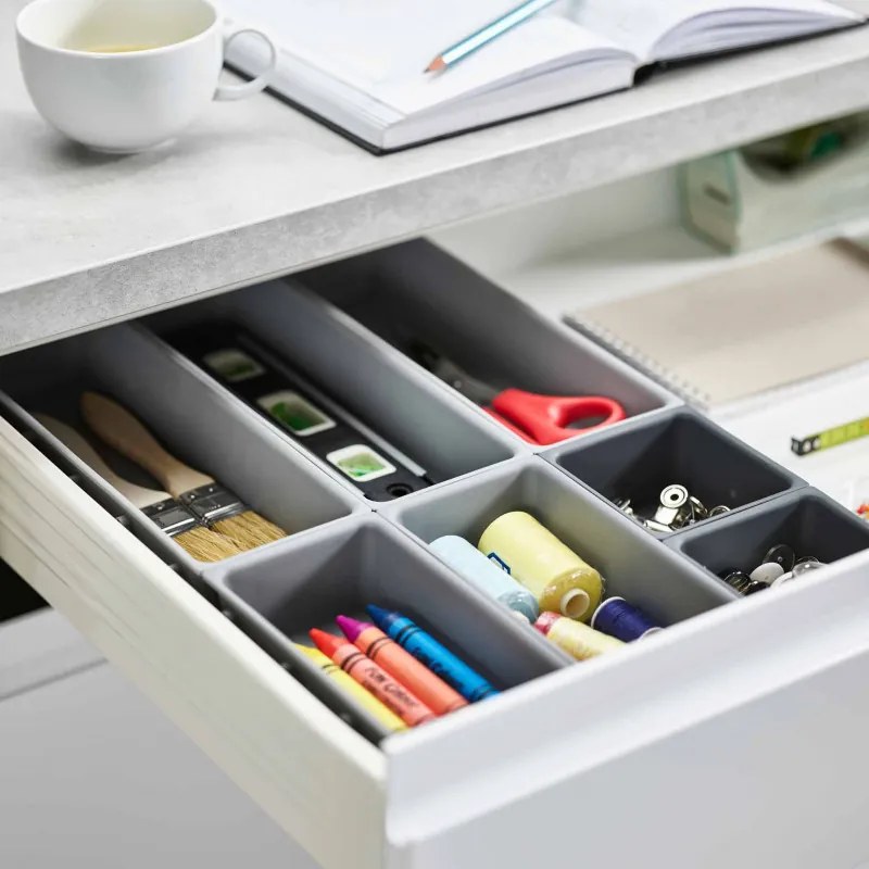 Organizator de tacamuri Joseph Joseph 85199, 7 compartimente, Design modular, Gri