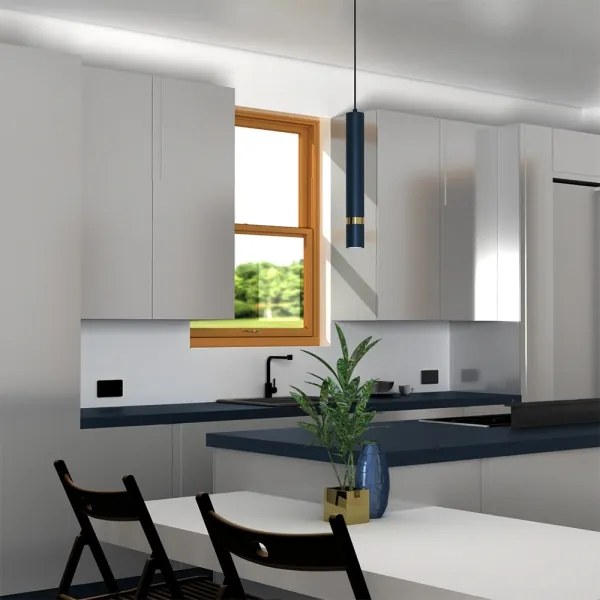 Lustră suspendată pe cablu JOKER 1xGU10/25W/230V, albastru/auriu