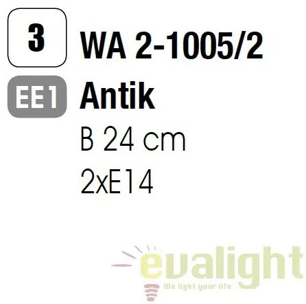 Aplica de perete design rustic Giovanni WA 2-1005/2 Antik OR