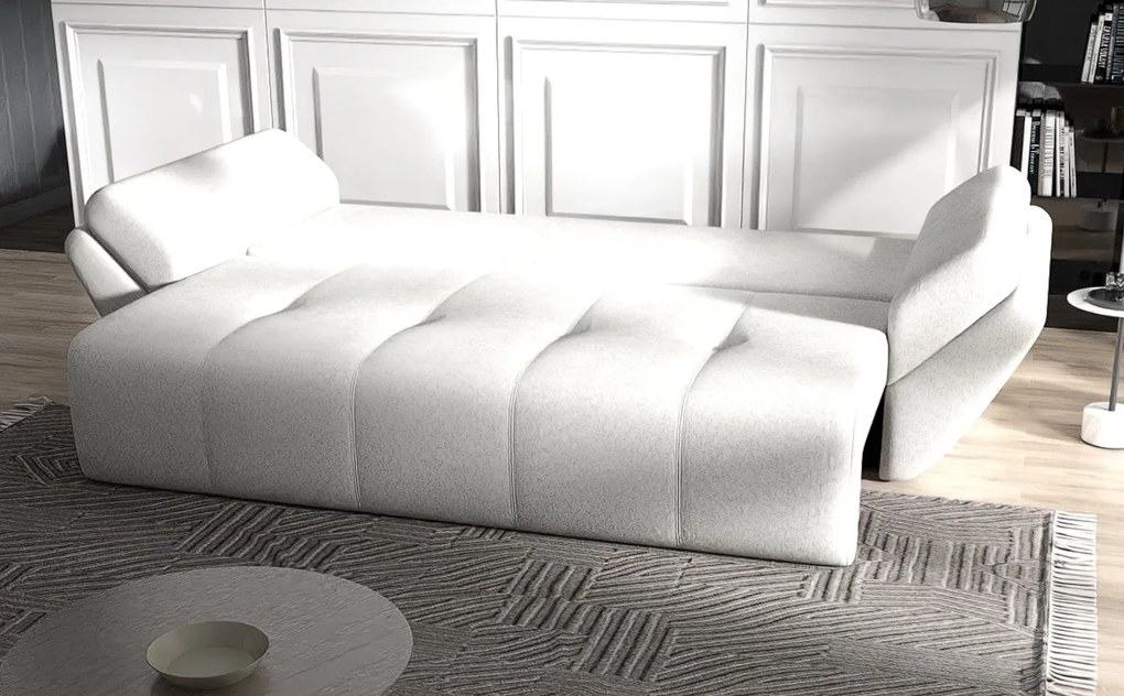 Canapea extensibilă dumonde cu ladă de depozitare si sezut confortabil din spuma high-density, Berlin Euphoria Ivory 250x100 cm