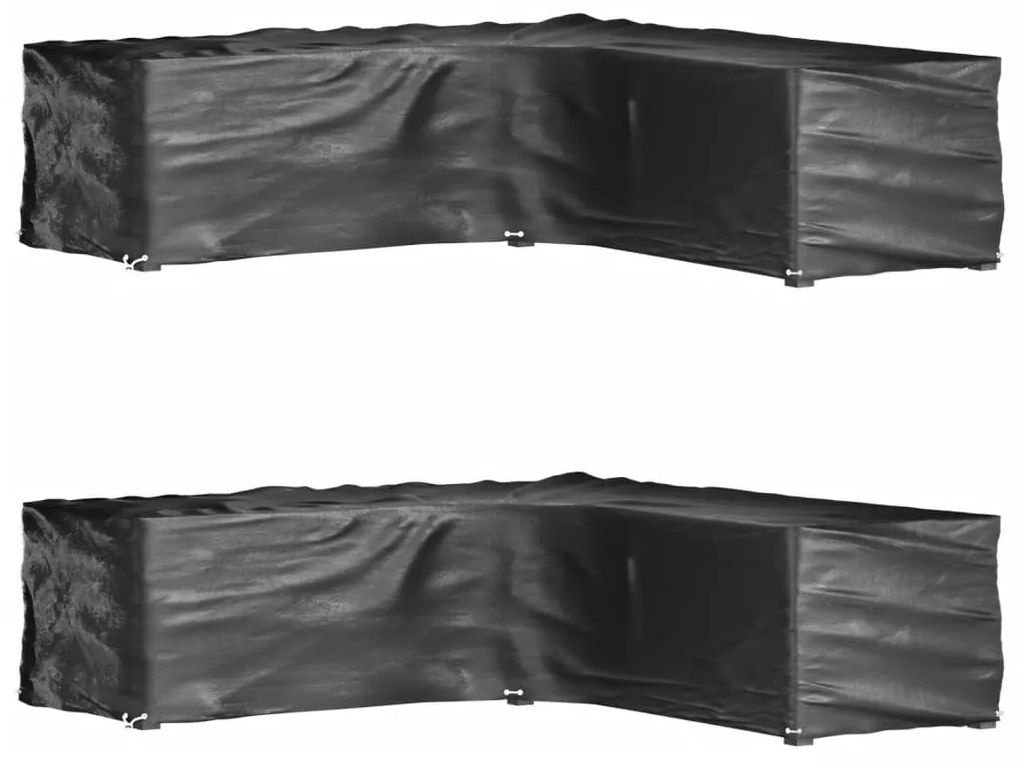 vidaXL Huse mobilier grădină formă L, 2 buc., 16 ocheți, 250x250x70 cm